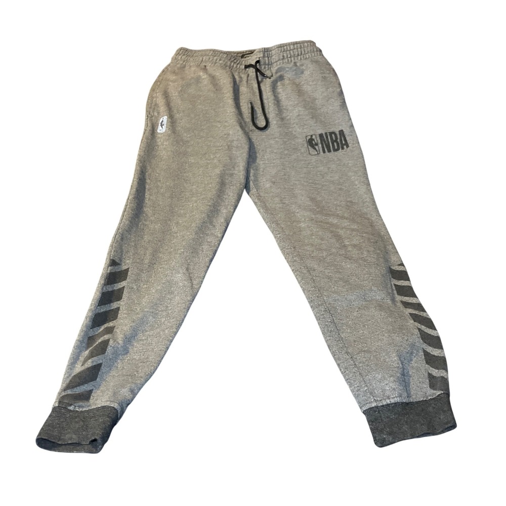 NBA Jogger Sweatpants Mens Medium Gray Graphic Basketball Fleece Pants